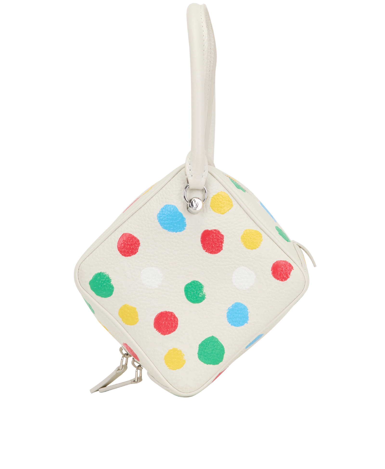 x Yayoi Kusama 2023 Square Bag, &pound;1,900, Handbags, Cream, Leather, Bottom view
